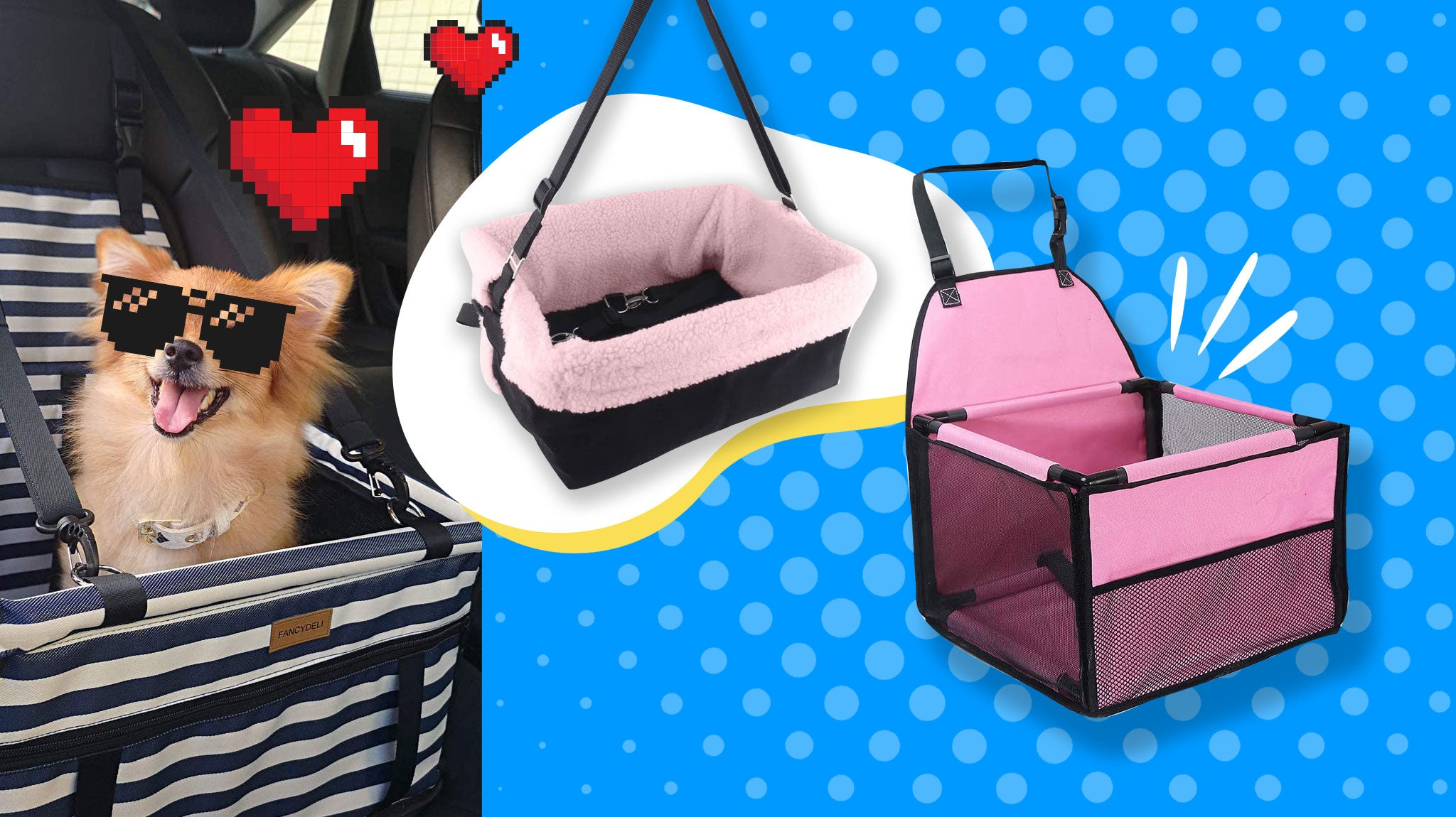 Portable Pet Car Seat Folding Dog Cat Travel Carrier Tote Safety Belt Bag Crate
