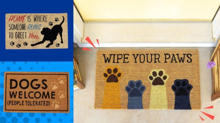 A collection of dog doormats